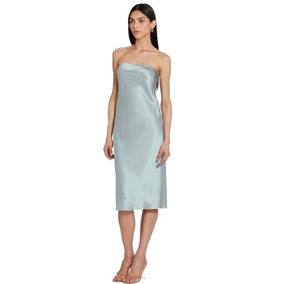 NEW AMANDA UPRICHARD shiran strapless midi dress in sea salt - Picture 3 of 4